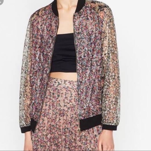 zara lace bomber jacket